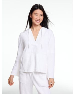 Talbots Crinkle Gauze Boho Hoodie - White