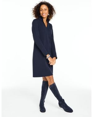 Talbots Split Neck A-line Dress - Blue