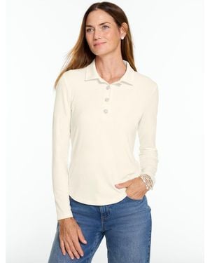Talbots Jewel Button Polo - White