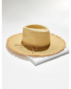 Talbots Frayed Edge Straw Beach Hat - Natural