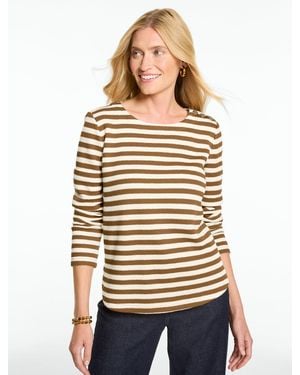 Talbots Button Shoulder Crewneck Jumper Pullover - Natural