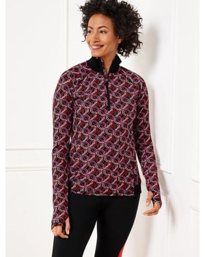 Talbots Performance Interlock Half-zip Pullover Jumper - Red