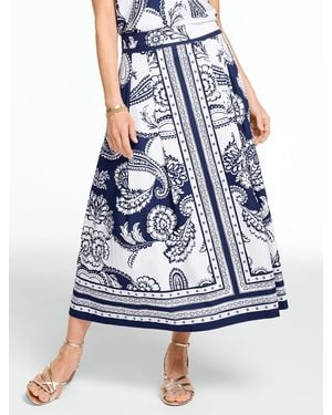 Talbots Poplin Pleated Midi Skirt - Blue