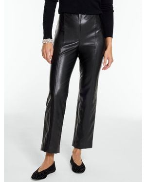 Talbots Metallic Faux Leather Slim Ankle Pants - Black