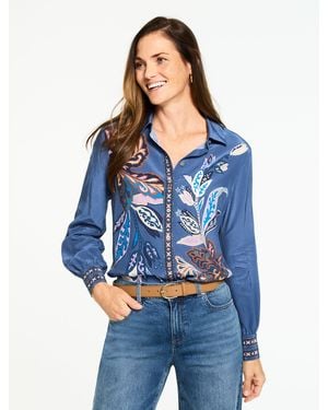 Talbots Button Front Soft Shirt - Blue