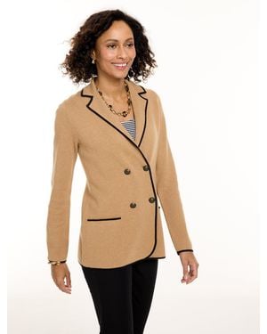 Talbots Tipped Sweater Blazer - Natural