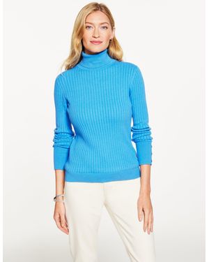 Talbots Ribbed Turtleneck Jumper - Blue