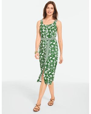Talbots Effortless Jersey Button Front Midi Dress - Green
