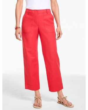 Talbots Stretch Linen Straight Leg Crop Pants - Red