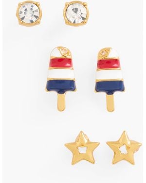 Talbots Americana Stud Earring Set - White