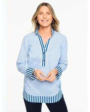Talbots Beauty Stripe Tunic Top - Blue