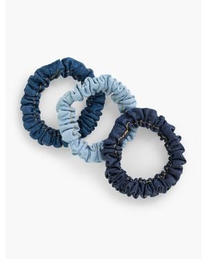 Talbots Chambray Scrunchie Set Of 3 - Blue
