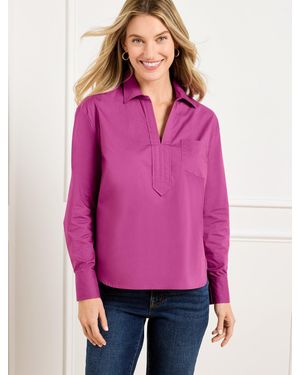 Talbots Poplin Short Shirt - Pink
