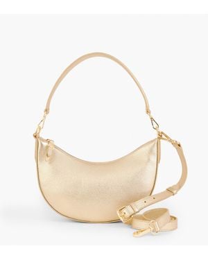 Talbots Metallic Pebble Leather Crescent Shoulder Bag - Natural