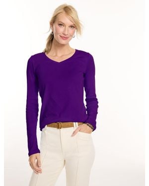 Talbots Pima V-neck T-shirt - Purple