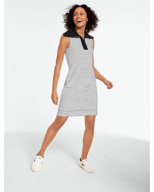 Talbots Ottoman Stripe Sleeveless Half-zip Dress - White