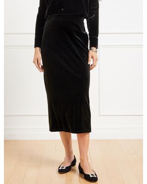 Talbots Stretch Velvet Midi Skirt - Black