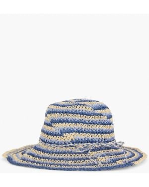 Talbots Two-tone Straw Hat - Blue