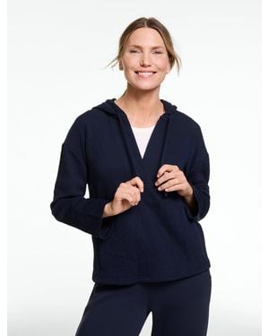 Talbots Crinkle Gauze Boho Hoodie - Blue