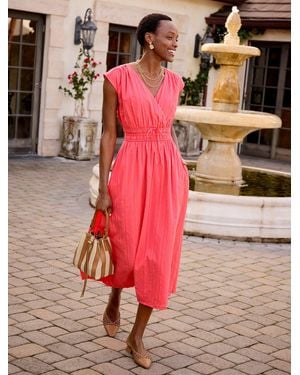 Talbots Extended Shoulder Fit & Flare Dress - Pink