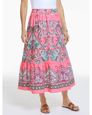 Talbots Modern Poplin Flounce Midi Skirt - Green