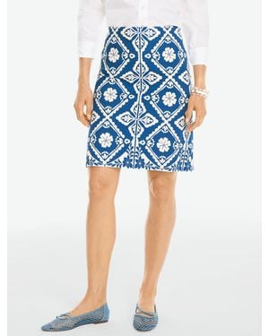 Talbots Textured Cotton A-line Skirt - Blue