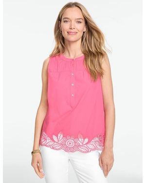 Talbots Sleeveless Poplin Top - Pink