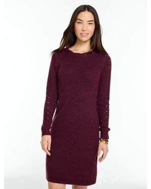 Talbots Pointelle Sleeve Jumper Dress - Purple
