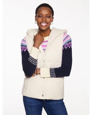 Talbots Studded Flannel Hooded Vest - Blue