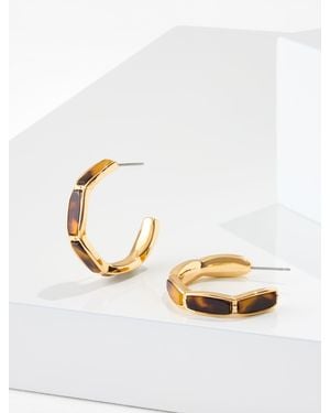Talbots Tort Plates Link Hoop Earrings - White