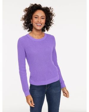 Talbots Shaker Stitch Crewneck Jumper - Purple
