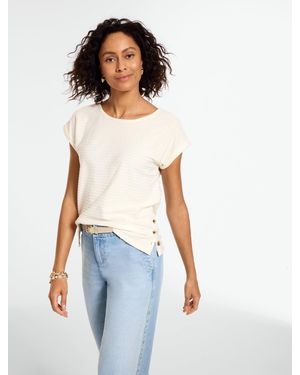 Talbots Jacquard Side Button T-shirt - Blue