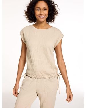 Talbots Crinkle Gauze Side Tie T-shirt - Natural
