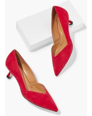 Talbots Ember Suede Kitten Heel Court Shoes - Red