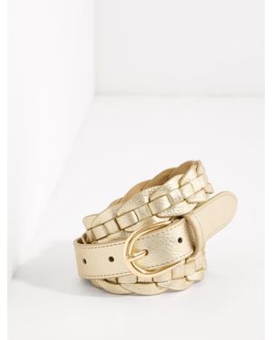 Talbots Braided Metallic Leather Chain Link - Natural
