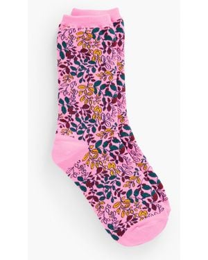 Talbots Gathered Leaves Trouser Socks - Pink