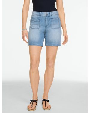Talbots Lightweight Denim Patch Pocket Shorts - Blue