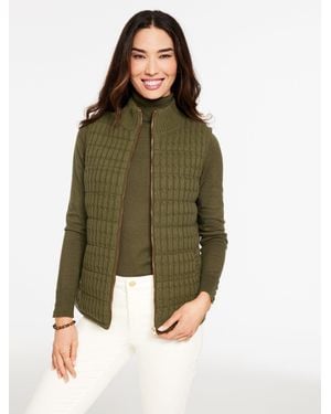 Talbots Cable Knit Quilted Vest - Green