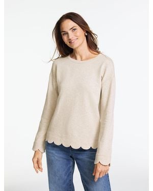 Talbots Scalloped French Terry Sweatshirt - White