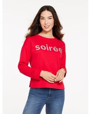 Talbots Embellished Crewneck Sweatshirt - Red
