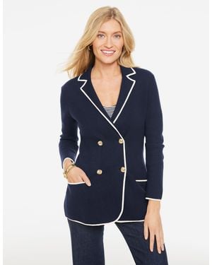 Talbots Tipped Sweater Blazer - Blue