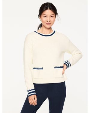 Talbots Crochet Crewneck Jumper - White