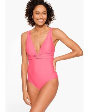 Aqua Club V-neck One-piece Swimsuit - Pink