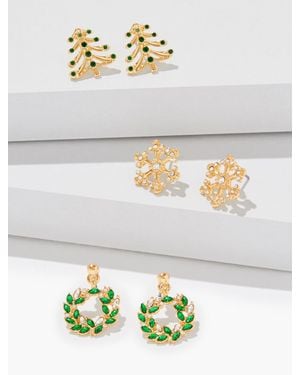 Talbots Festive Stud Earring Set - Gray