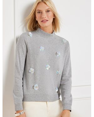 Talbots Embellished Mockneck Sweatshirt - Grey