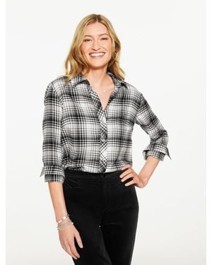 Talbots Metallic Flannel Modern Classic Shirt - Gray