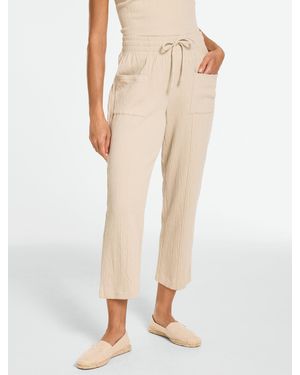 Talbots Crinkle Gauze Straight Leg Pants - Natural