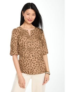 Talbots Elbow Sleeve Popover Shirt - Brown