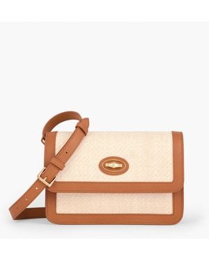 Talbots Leather Raffia Crossbody Bag - Natural