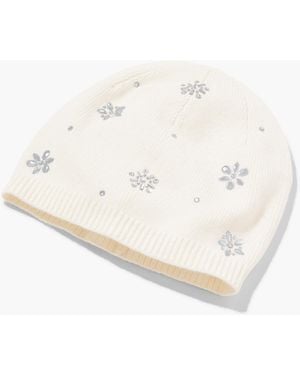 Talbots Snowflake Embellished Soft Knit Beanie - White